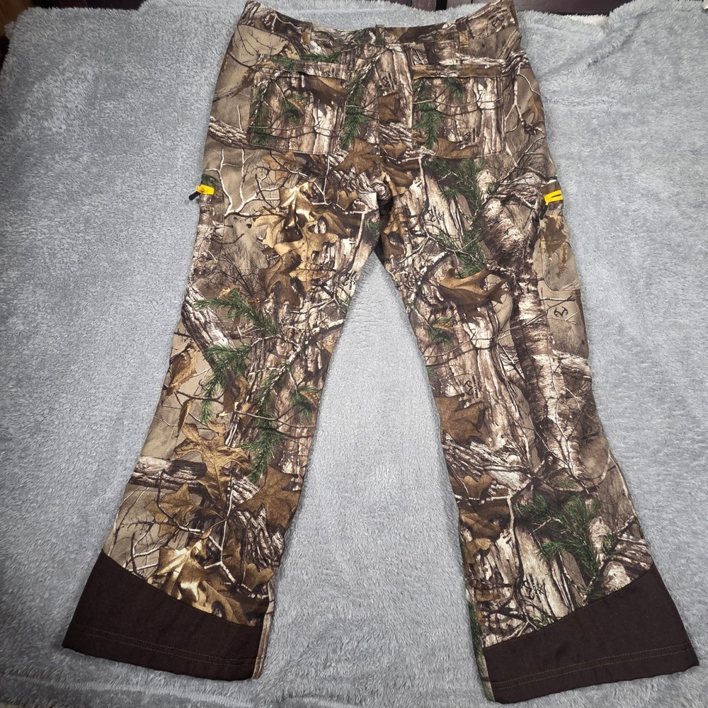Realtree Hunting Pants Mens 2XL Brown Camo Excellent Scent Factor WP645 Cargo
